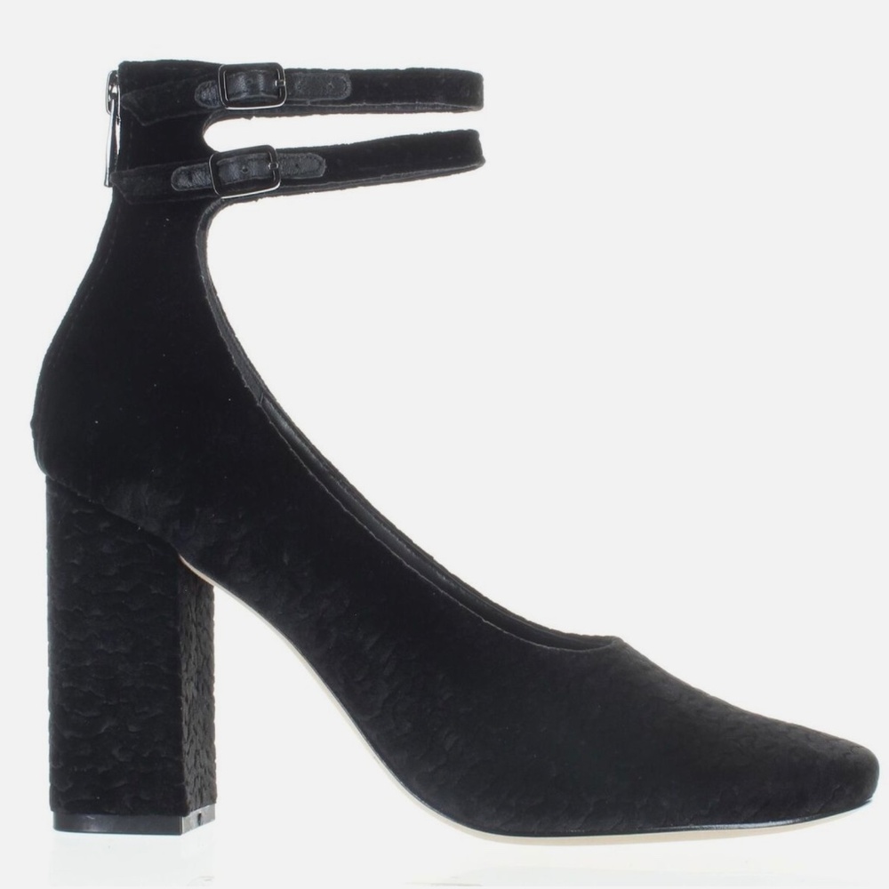 Sigerson Morrison Women's PLUM2 Pump Block Heel Ankle Strap Black Dress Shoe 6.5 - Picture 4 of 6